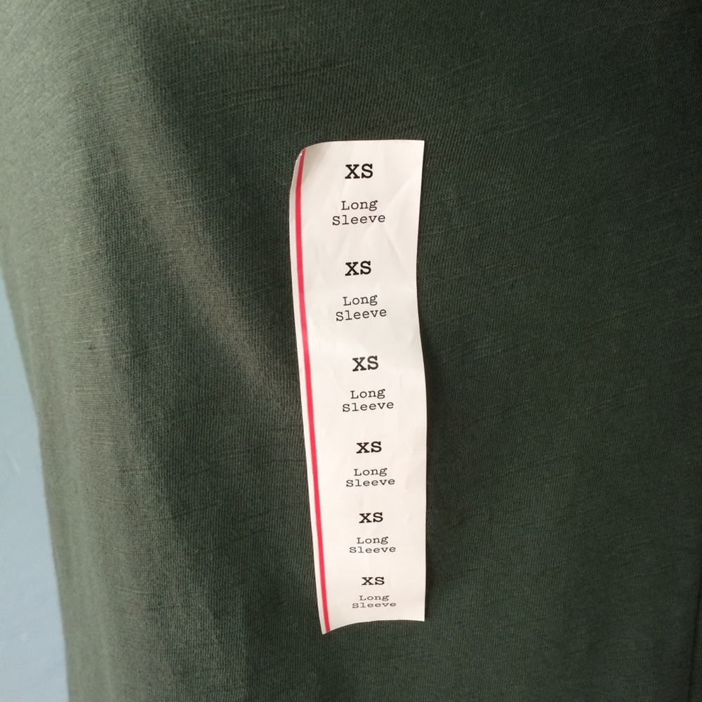 A New Day Tee Shirt Green Long Sleeve Normcore V-Neck Cotton Comfortable XS - Picture 4 of 6